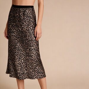 Leopard Print Midi Slip Skirt